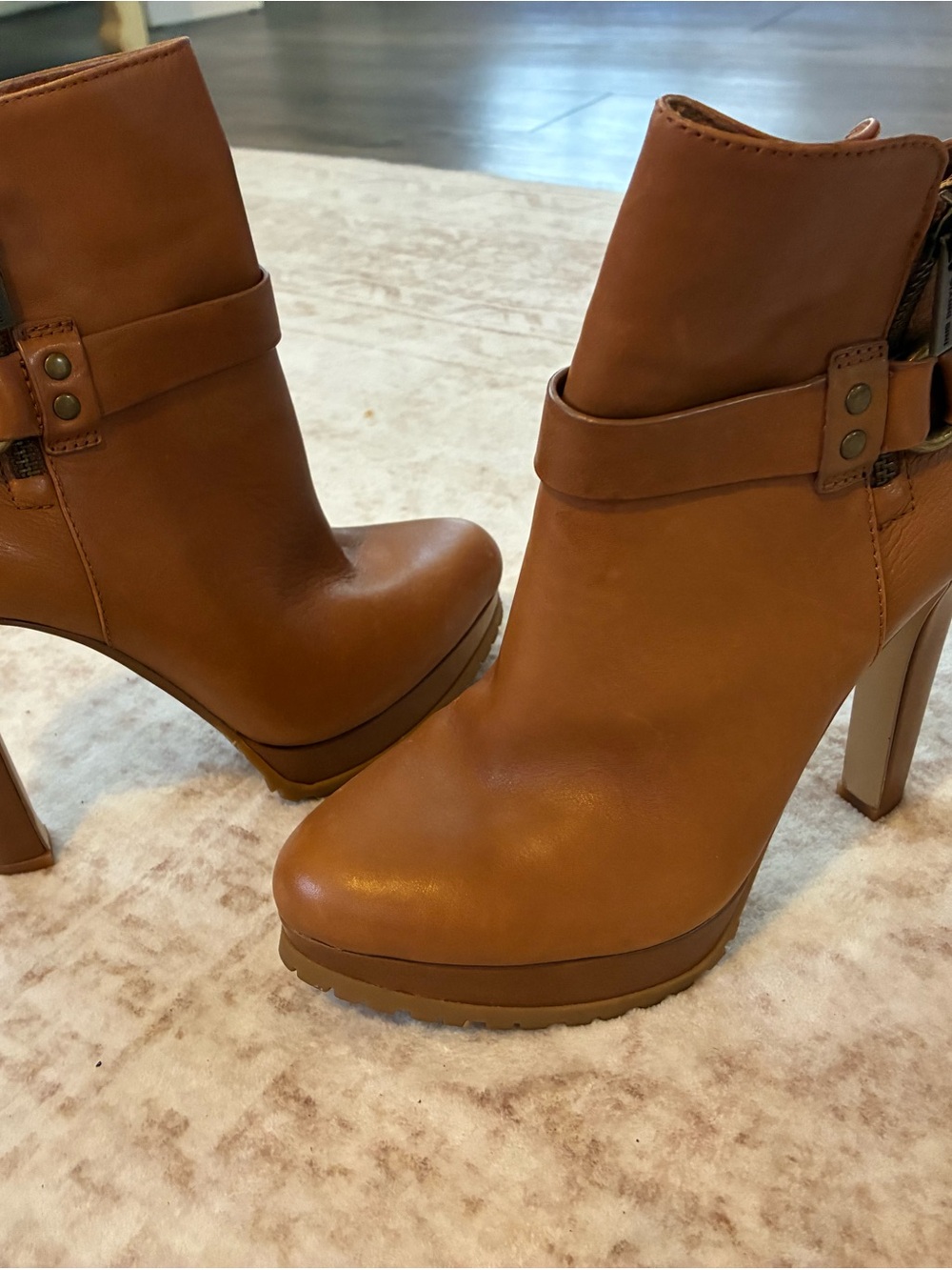 Gianni Bini Cognac Platform Ankle Boots